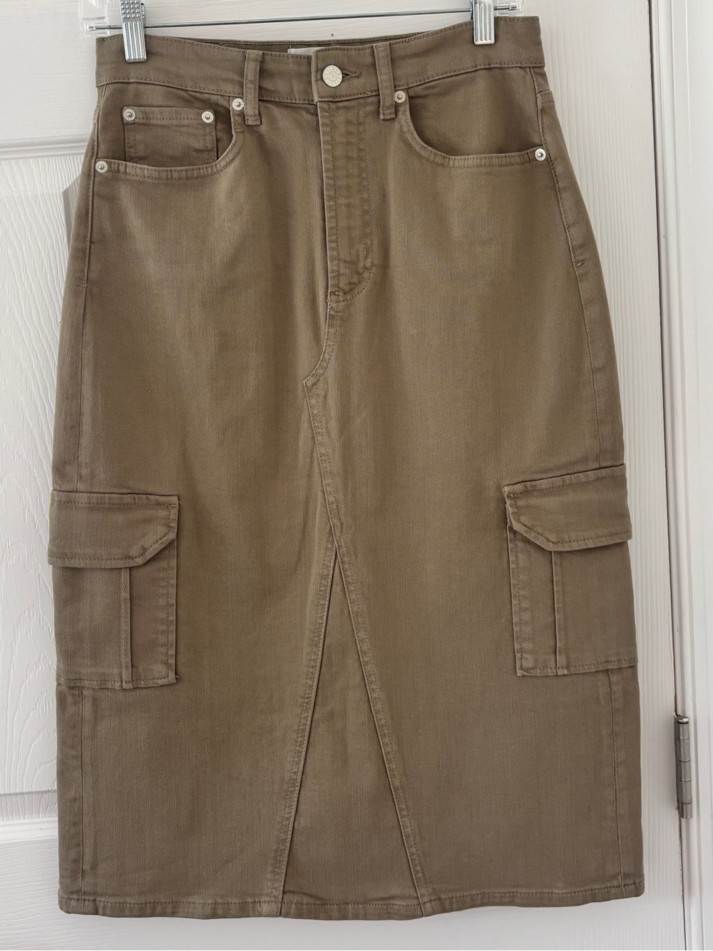 Women’s Rails Denim Cotton Cargo Pencil Skirt in Olive Green - Size 27